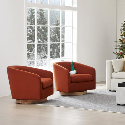 CHITA Swivel Accent Chair, FSC Certified Upholstered Velvet Barrel Chair for Living Room, Fully