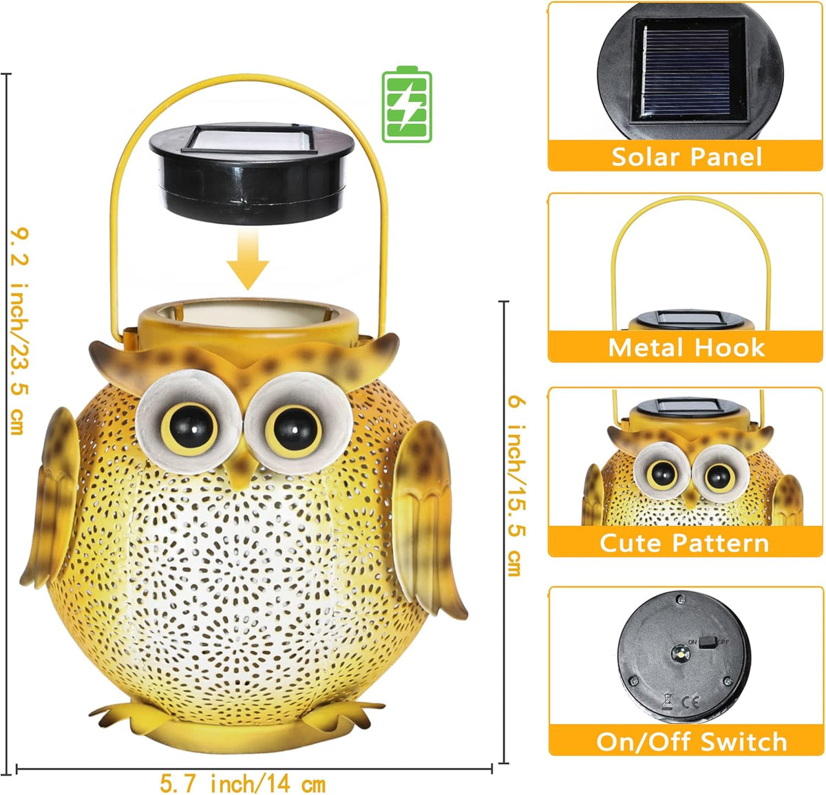 2 Pack Hanging Solar Lanterns - Garden Light Waterproof Metal Decorative Solar Lantern Lights