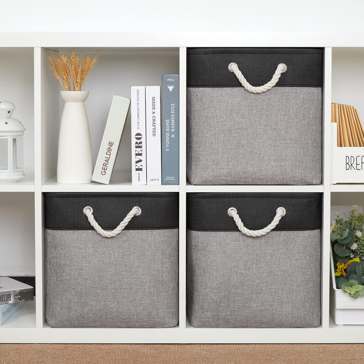 Bidtakay Fabric Cube Storage Bins for Organizing 13x13 Large Storage Baskets Decorative Storage