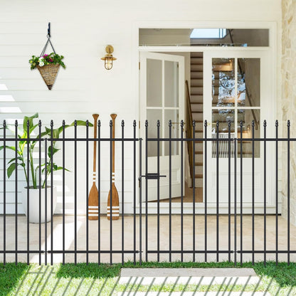 Metal Garden Fence with Gate 42 in H x 11.5 ft L, 1 Gate + 4 Panels Border Fence Panels Animal