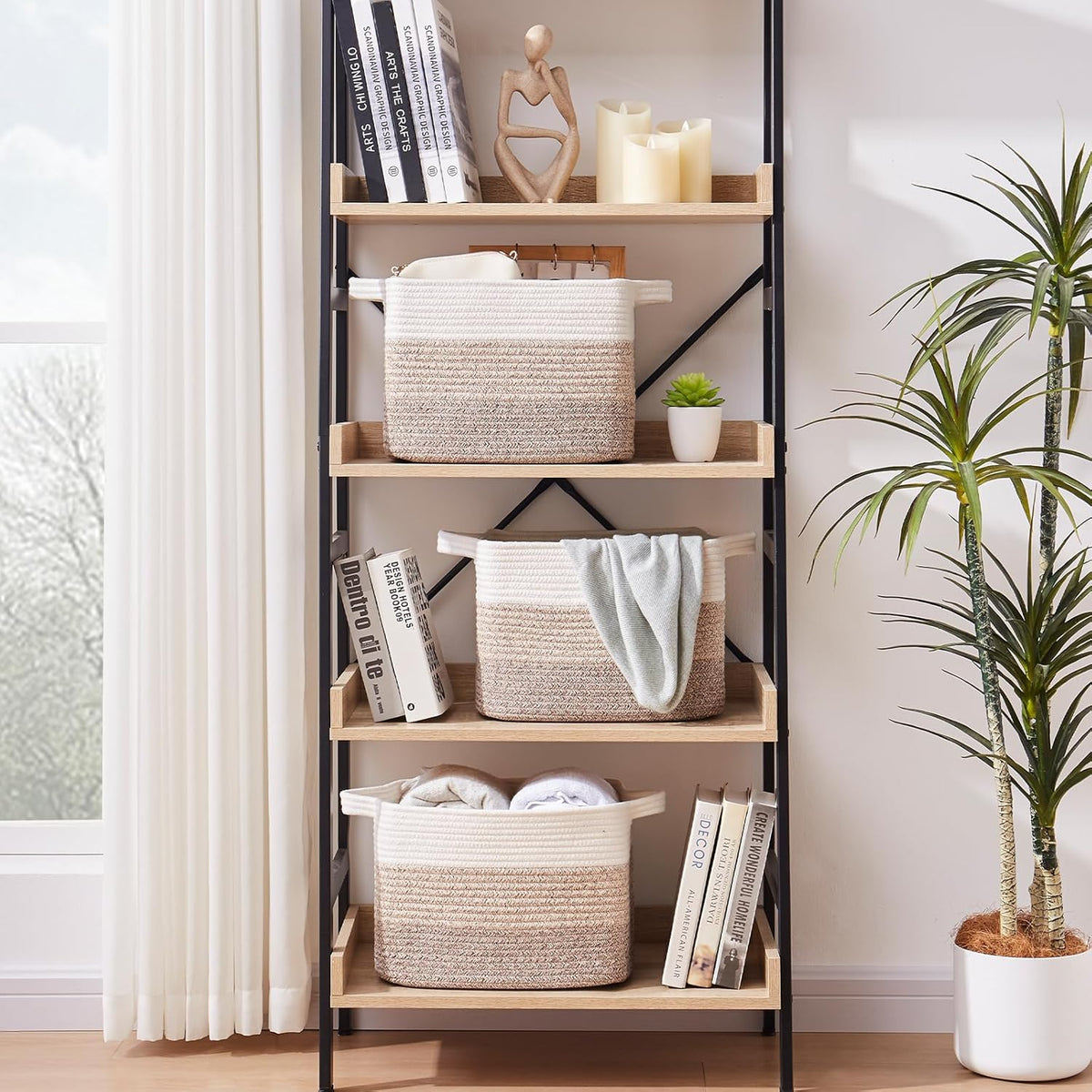 OIAHOMY Storage Basket, Woven Baskets for Storage, Cotton Rope Basket for toys,Towel Baskets for