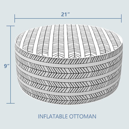 LVTXIII Outdoor/Indoor Inflatable Ottoman, Patio Footrest Stool, Portable Round Ottoman for Patio