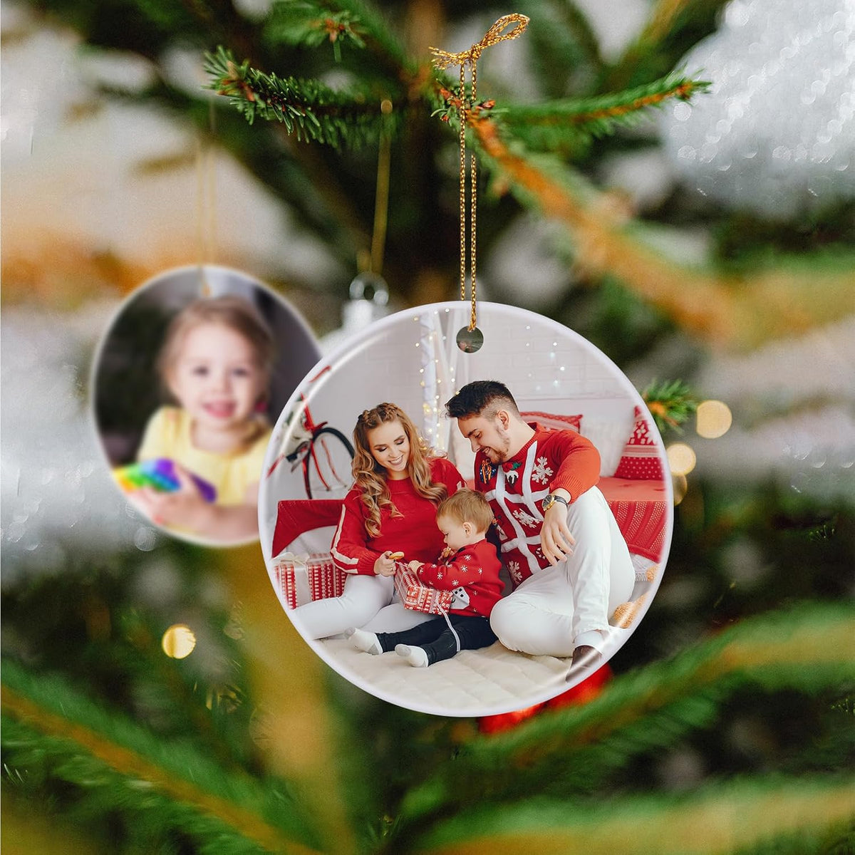 Personalized Christmas Ornaments 2025, Custom Photo Text Ornament Keepsake Gift for Christmas Tree
