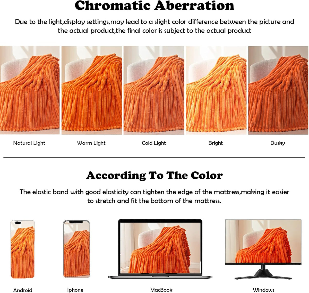 NEWCOSPLAY Super Soft Fall Queen Blanket Orange Premium Silky Flannel Fleece 3D Ribbed Jacquard