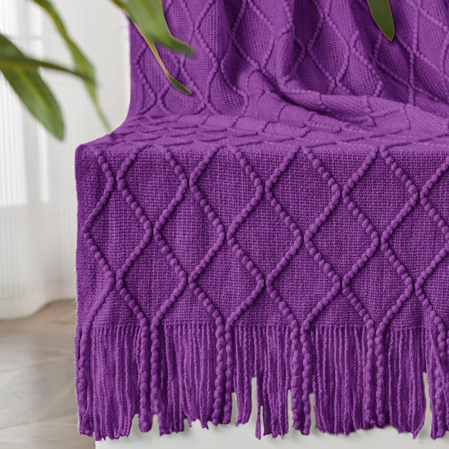 inhand Valentine's Day Gifts Throw Blanket Purple for Couch, Soft Living Room Home Decor Knitted