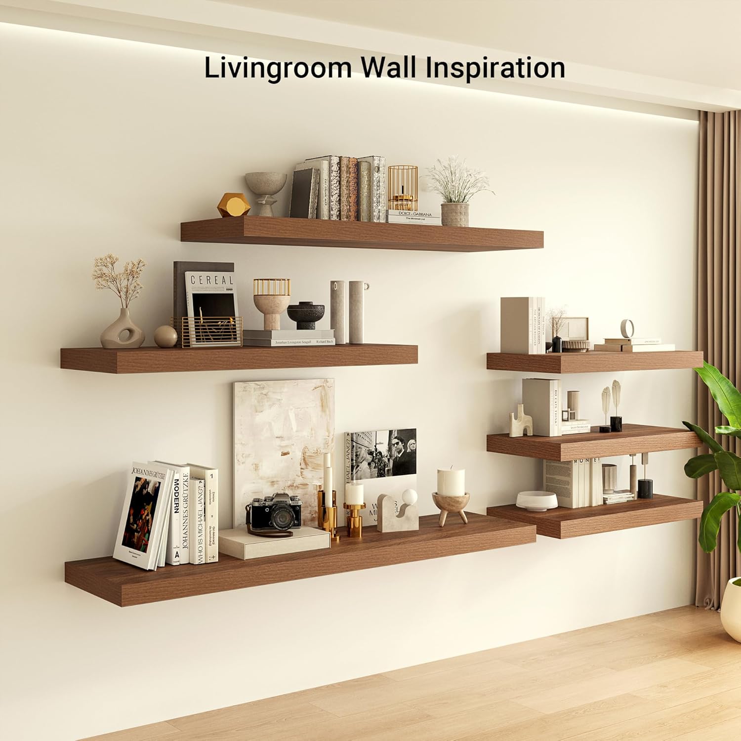 Heimlove 12 Inch Deep Floating Shelves, 55 x 12 inches Long Wall Shelf, Large Extra Display Shelf &