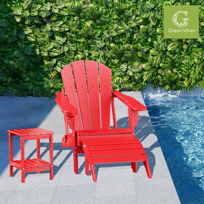 GREENVINES Adirondack-Ottoman | Set of 2 | HDPE Plastic | Outdoor Footrest | All Weather | Foot
