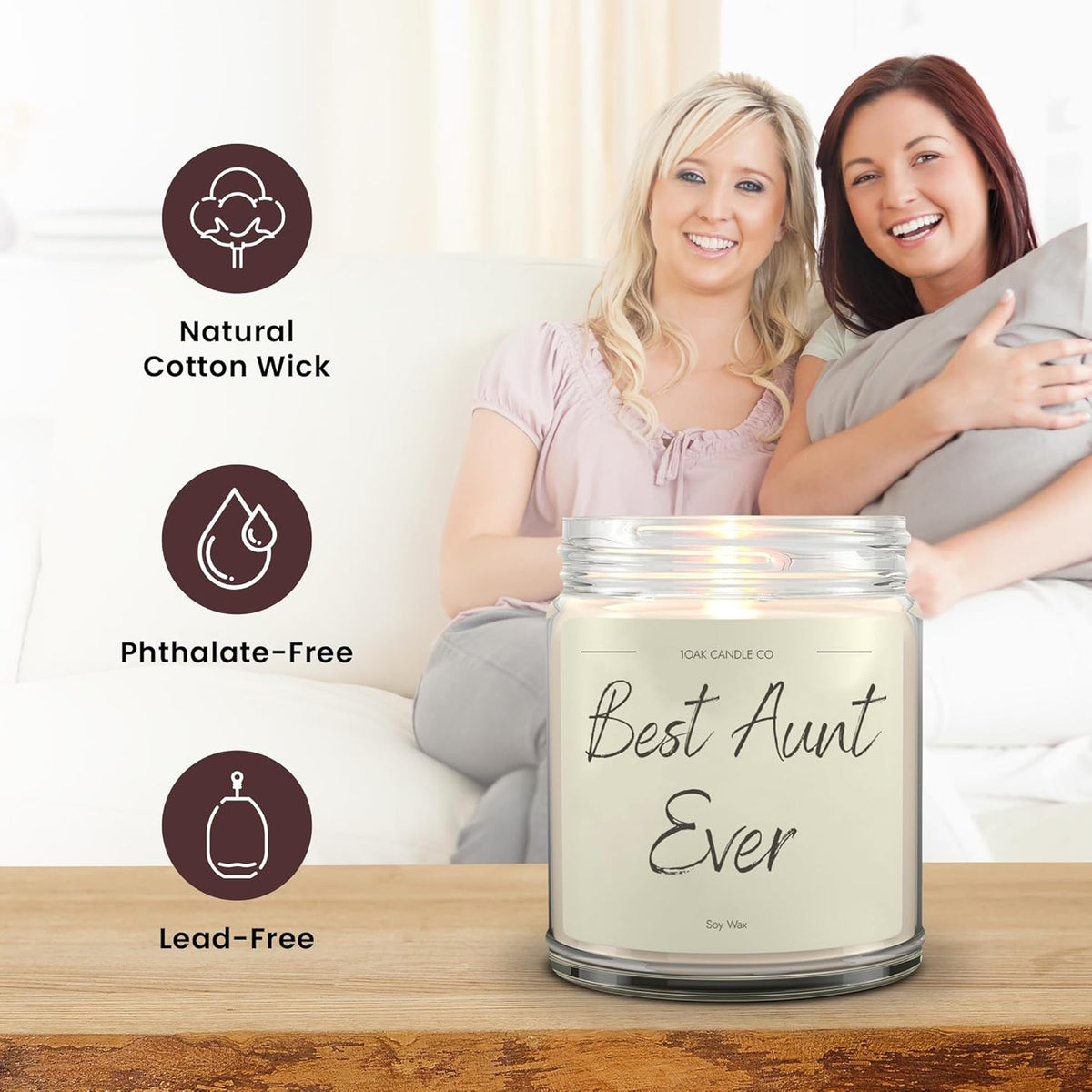 1OAK Vanilla Scented Candles - Aunt Candle - Best Aunt Gifts for Christmas from Niece, Nephew
