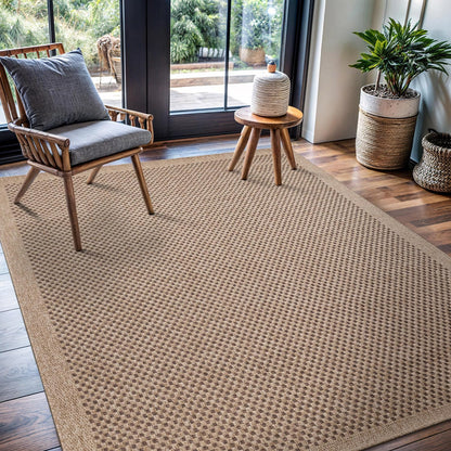 CAMILSON Easy Jute Rug 4x6, Indoor Outdoor Natural Color Fiber Area Rugs for Living Room Patio and