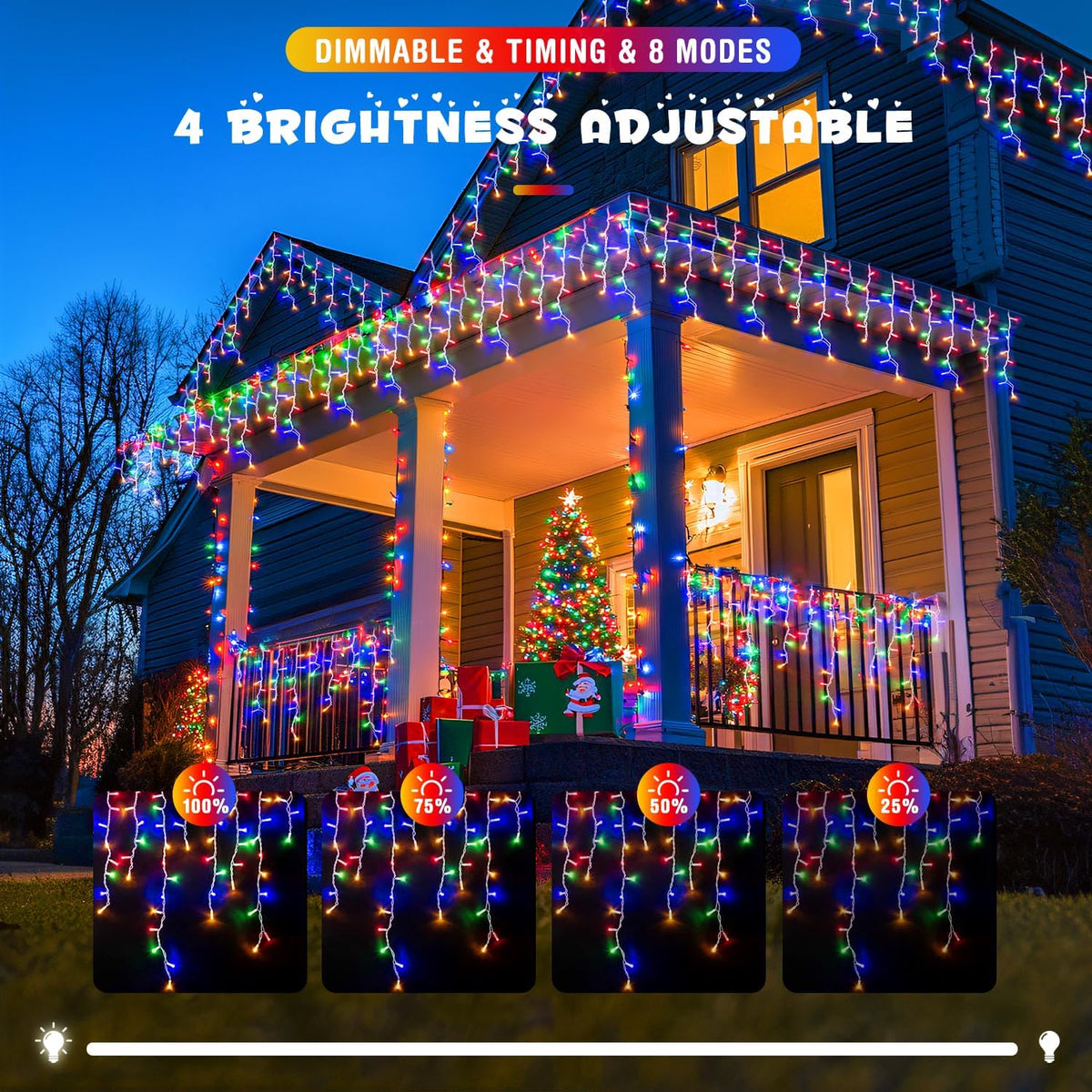 JMEXSUSS 400 LED 38.8Ft Icicle Christmas Lights With Remote - Outdoor Multicolor String Lights Plug
