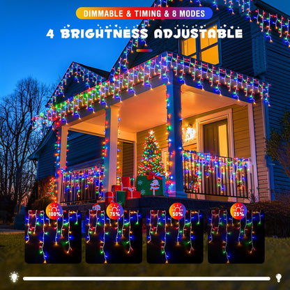 JMEXSUSS 400 LED 38.8Ft Icicle Christmas Lights With Remote - Outdoor Multicolor String Lights Plug