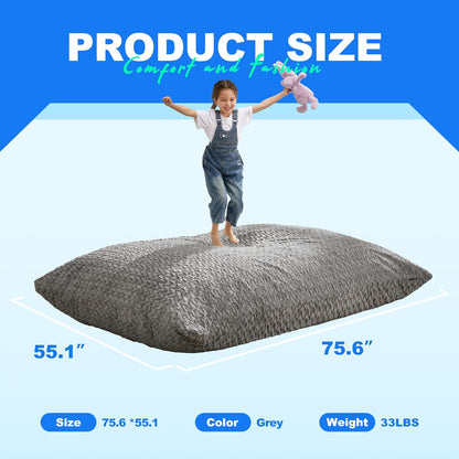 Hobestluk 3 in 1 Bean Bag Chair Giant Bean Bag Chairs for Adults with Chevron Plush Fur Cover