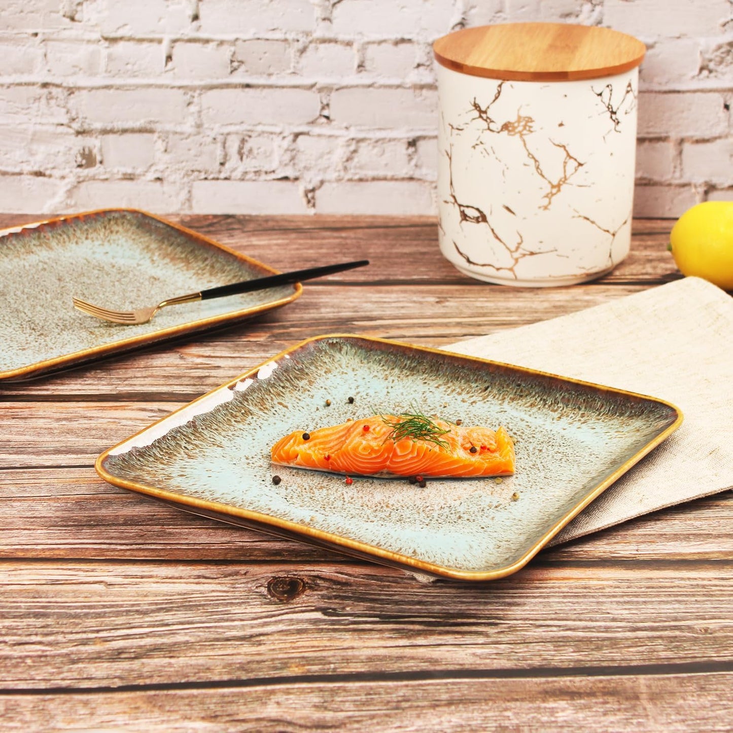 Ceramic Dinner Plates Dish Set,Set of 4,for Lunch snacks -Microwave Oven & Dishwasher Safe,Scratch