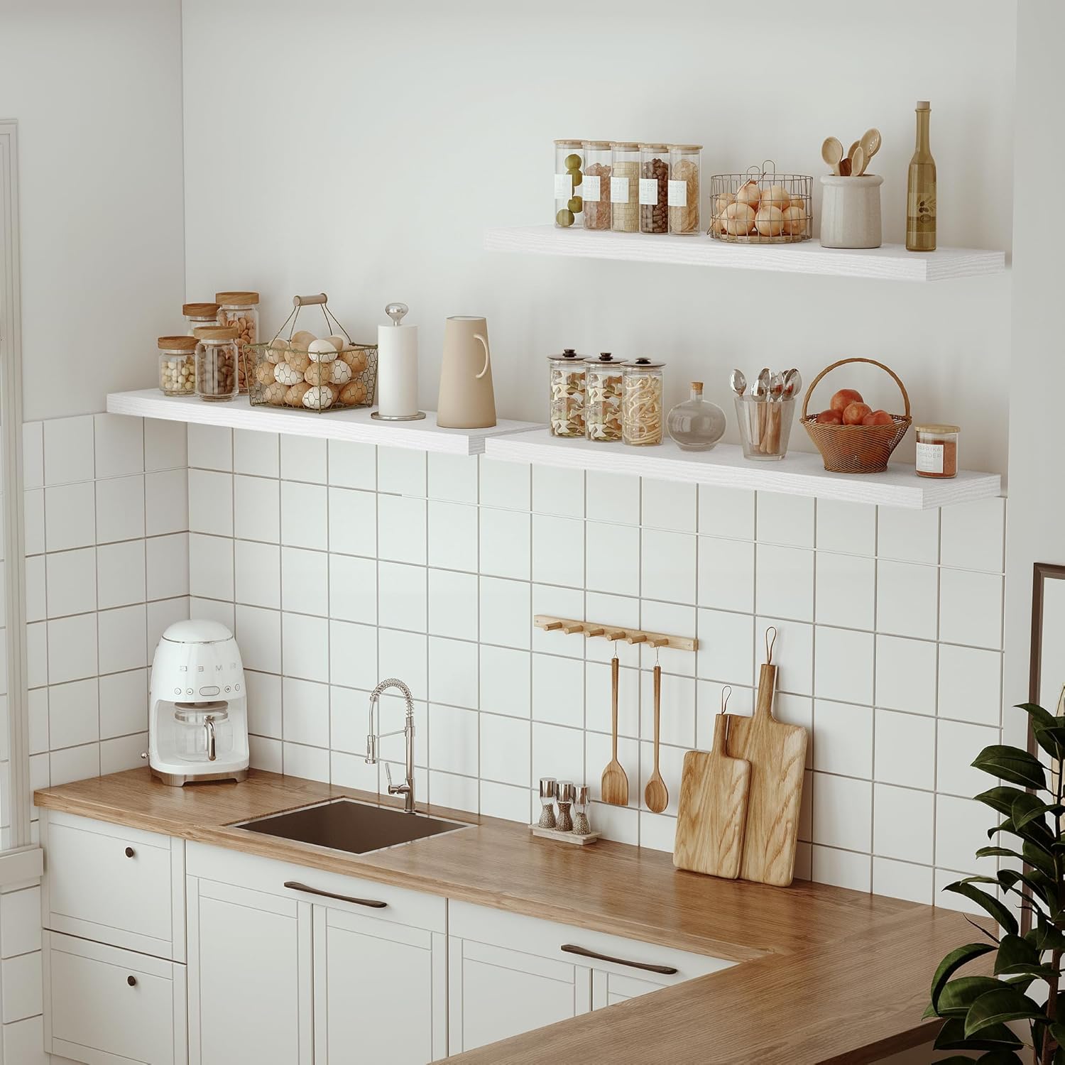 Single Floating Shelves 48 Inches, 48 x 10 inch Deep x 1.8 in Thick, Long Wall Shelves Heavy Duty