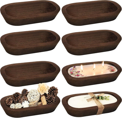 Royxen 8 Pack Wood Dough Bowl, Wooden Dough Bowls Paulownia, Rustic Bowl Vintage, Bowls for Candle