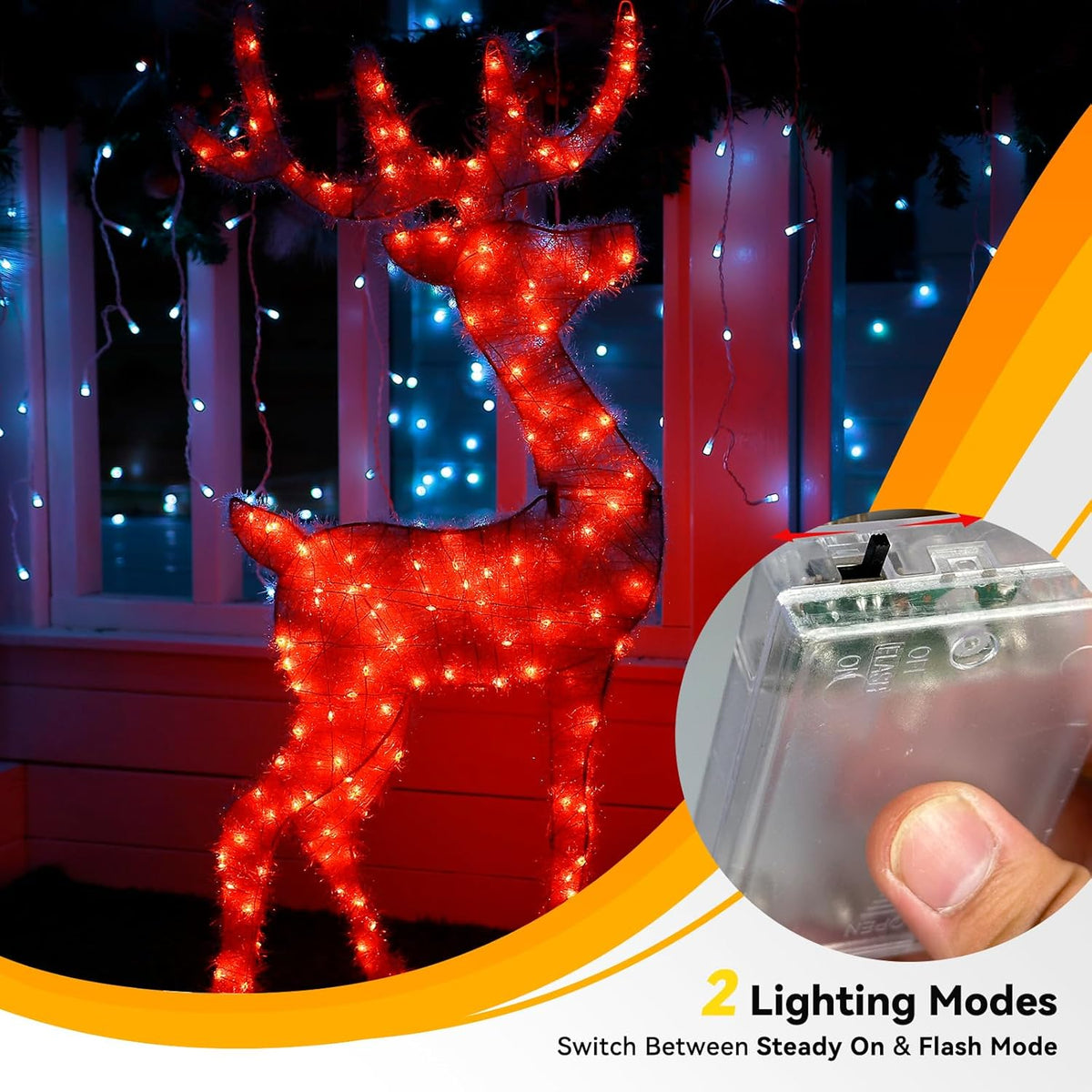 4 Pack 60LED Christmas Fairy Lights Battery Operated - 20FT Twinkle Lights with 2 Lighting Modes