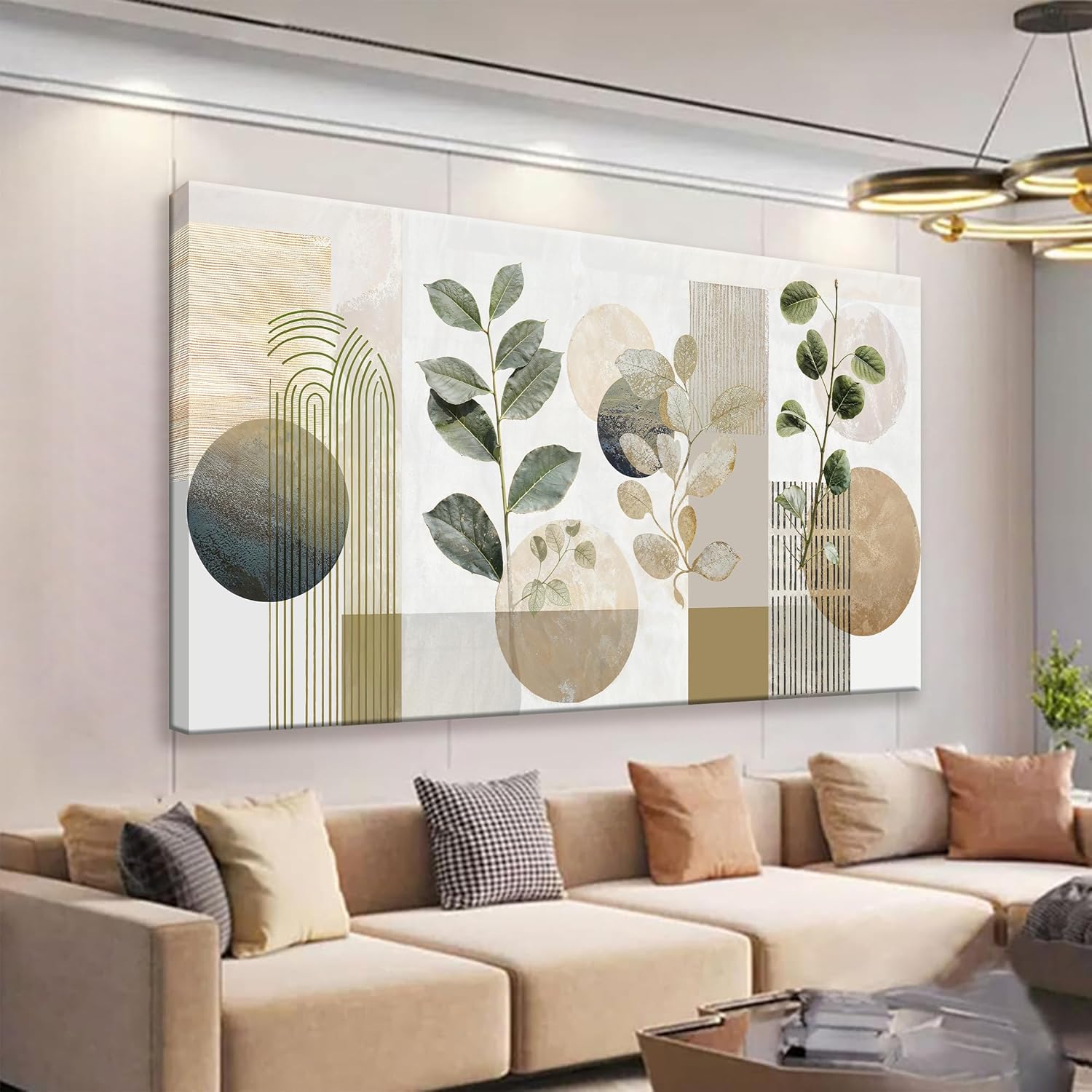 TAIJXAGSG Large Boho Green Wall Art For Living Room 29x58 In Green Botanical Boho Wall Art Modern