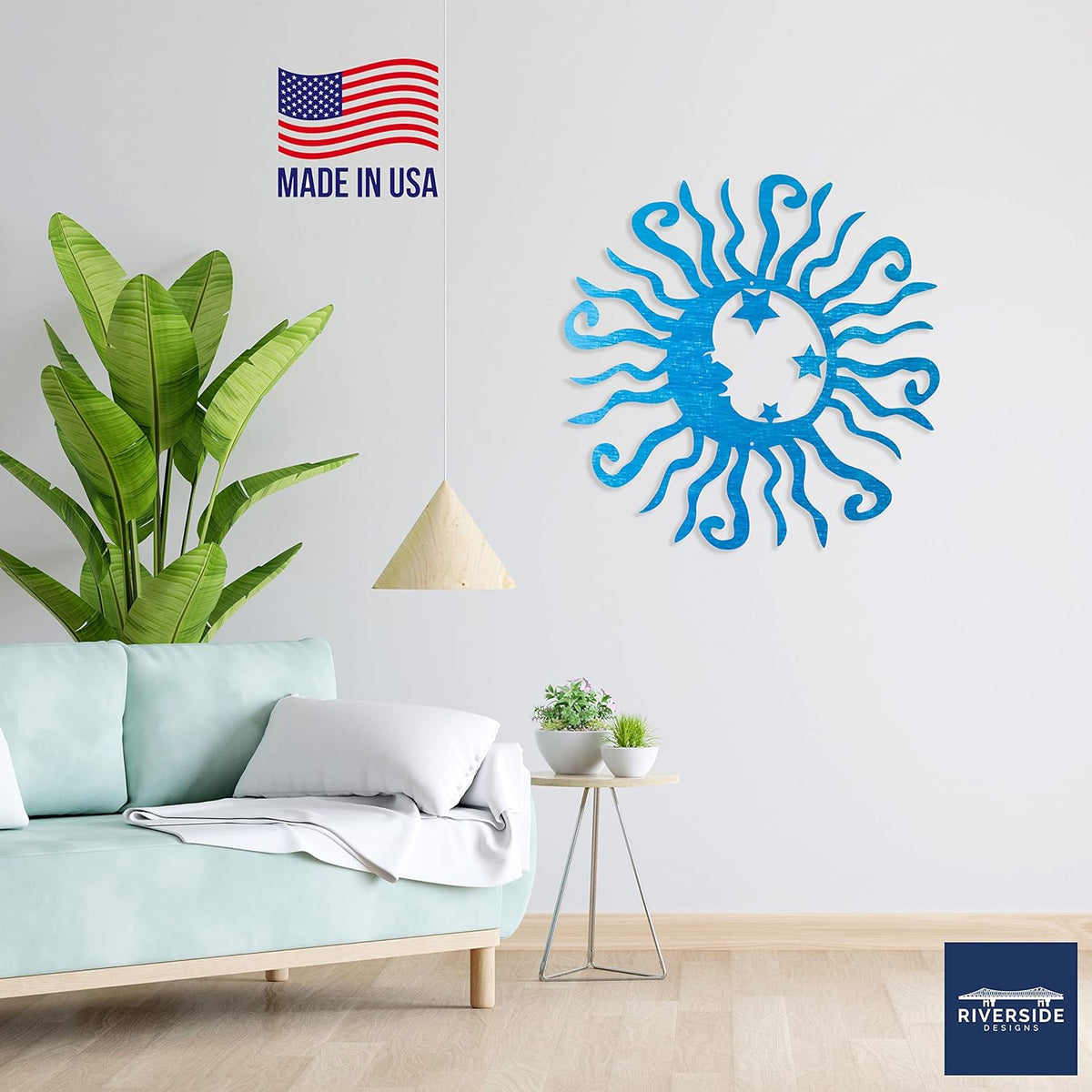 Riverside Designs Wacky Solar Moon Metal Wall Art Steel Outdoor Decor | Heavy-Duty and Waterproof |