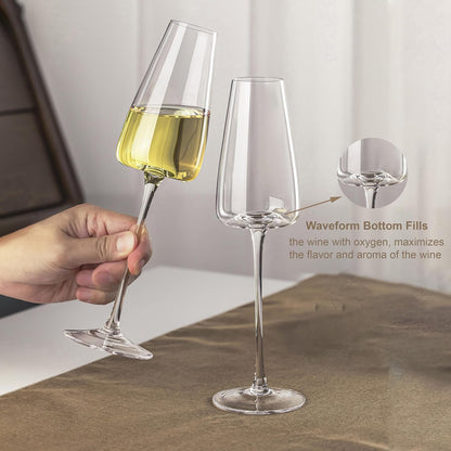 Champagne Flutes Glass Set of 2, Crystal Champagne Glasses 9OZ/ 270ML, Hand Blown Mimosa Glasses