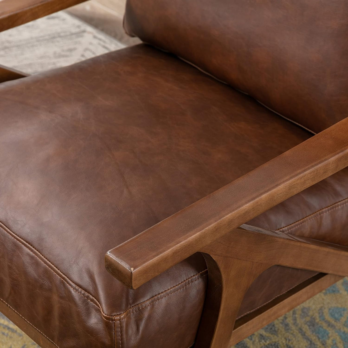 chairus Leather Accent Chairs Mid Century Modern Armchairs Compfy Upholstered Lounge Sofa Chairs