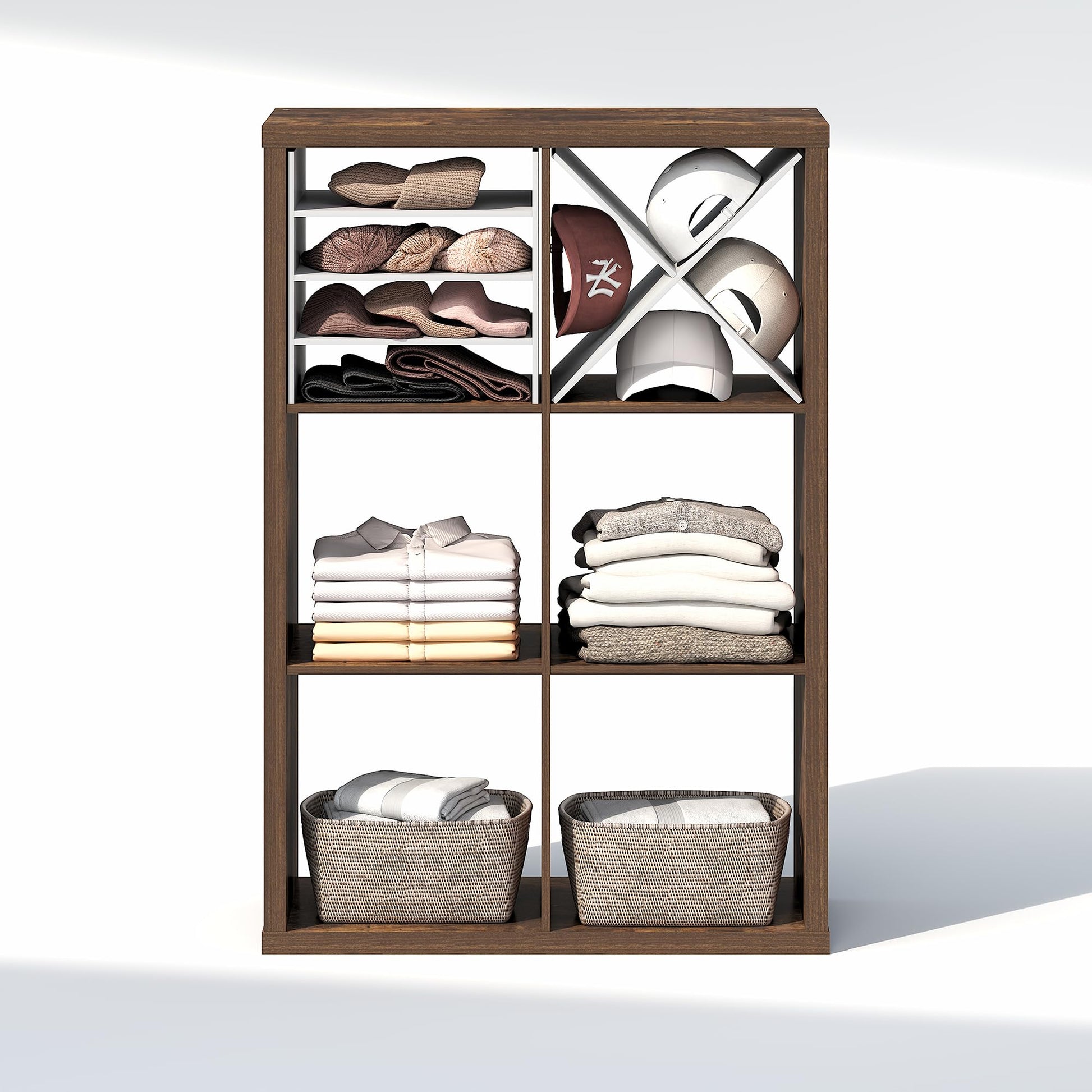 Furinno Cubic Extra Thick 6-Cube Closet Organizers and Storage, Amber Pine