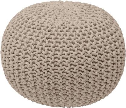 Ornavo Home Pouf Ottoman Foot Rest - 100% Cotton Pouffe - Hand Knitted Cable Braid Cord - Boho