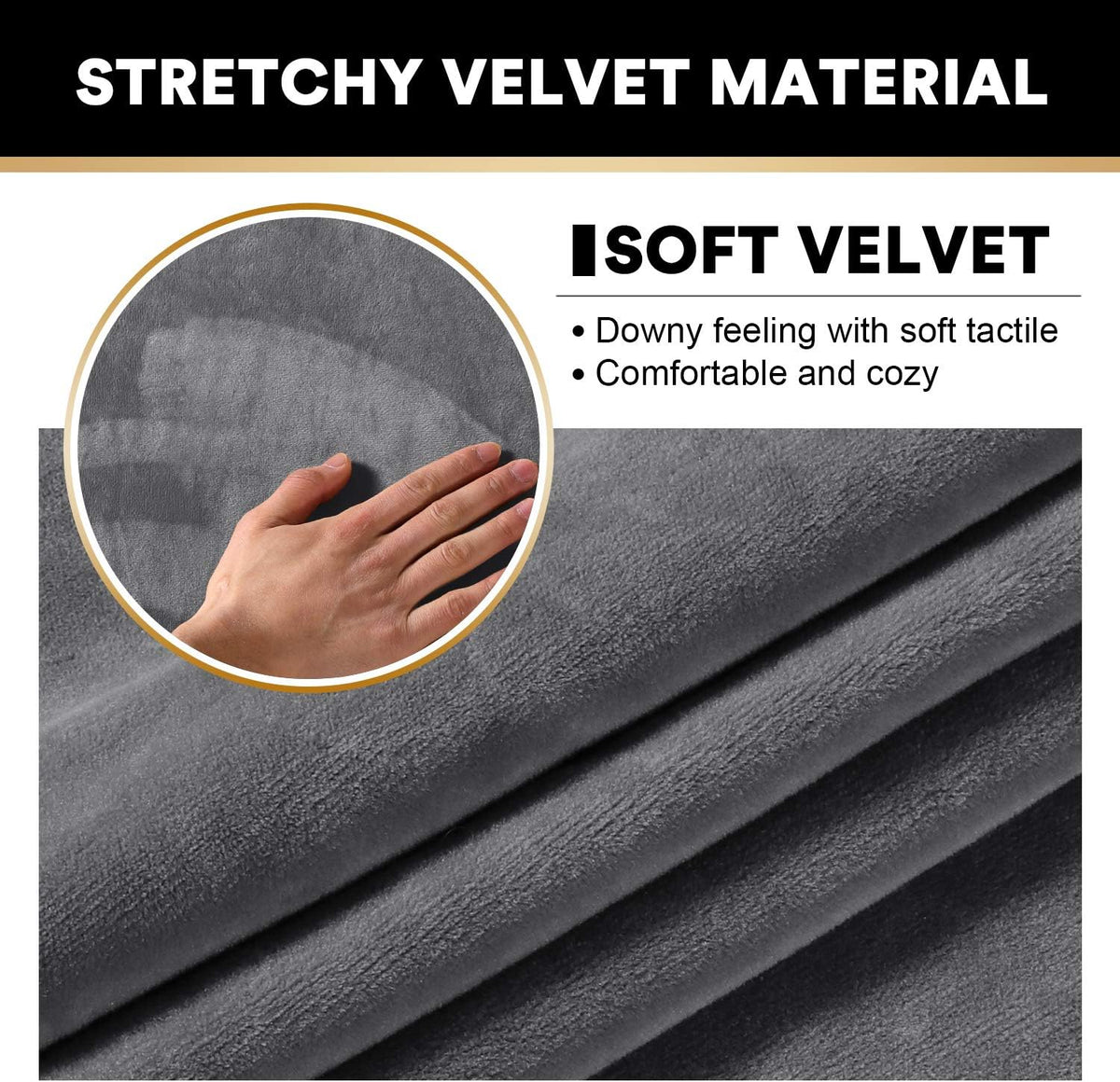 PrinceDeco Sectional Couch Covers Velvet Cushion Covers for Sectional Couch Washable Cushion Covers