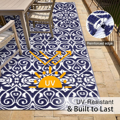 OLANLY Outdoor Rug Waterproof 5x8 ft Clearance, Reversible Outdoor Plastic Straw Rug with Floral