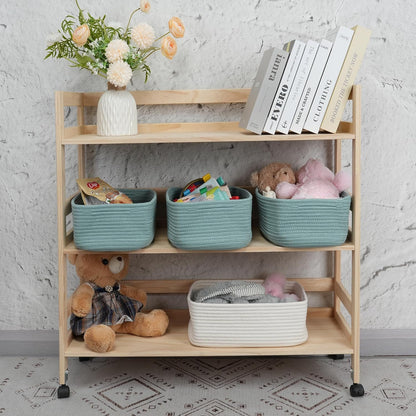 Small Woven Storage Baskets 12“X8”X5“ Decorative Rope Bins for Organizing Shelves, Closets, and