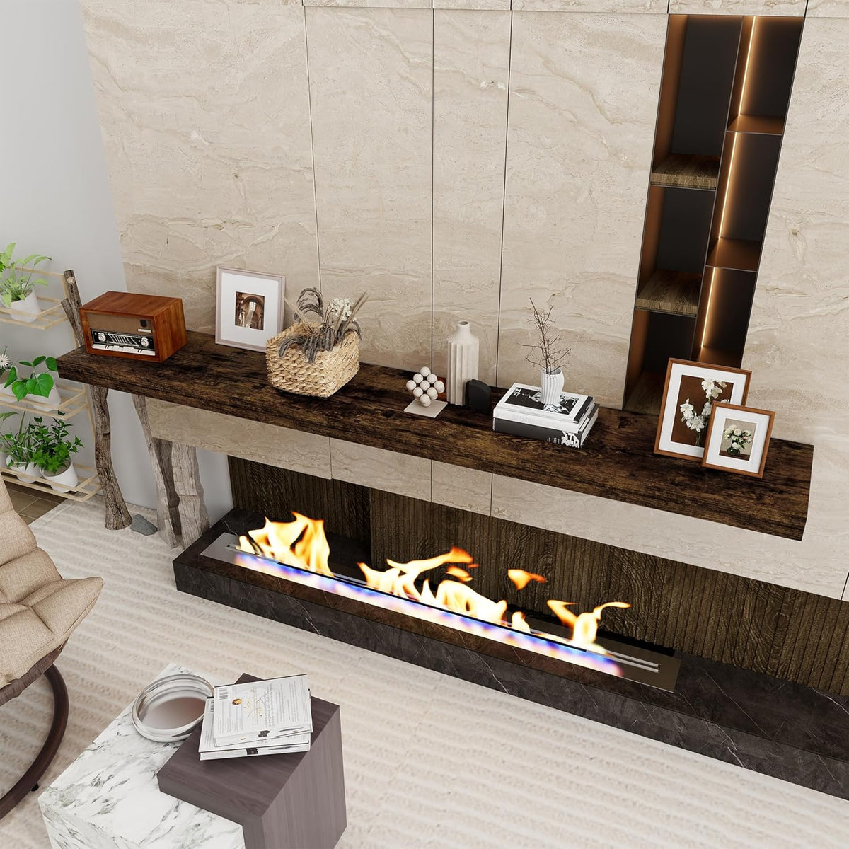 Fun Memories 72 Inch Floating Shelf, 12 Inch Deep Wall Shelf for Fireplace Mantel, Deep Storage
