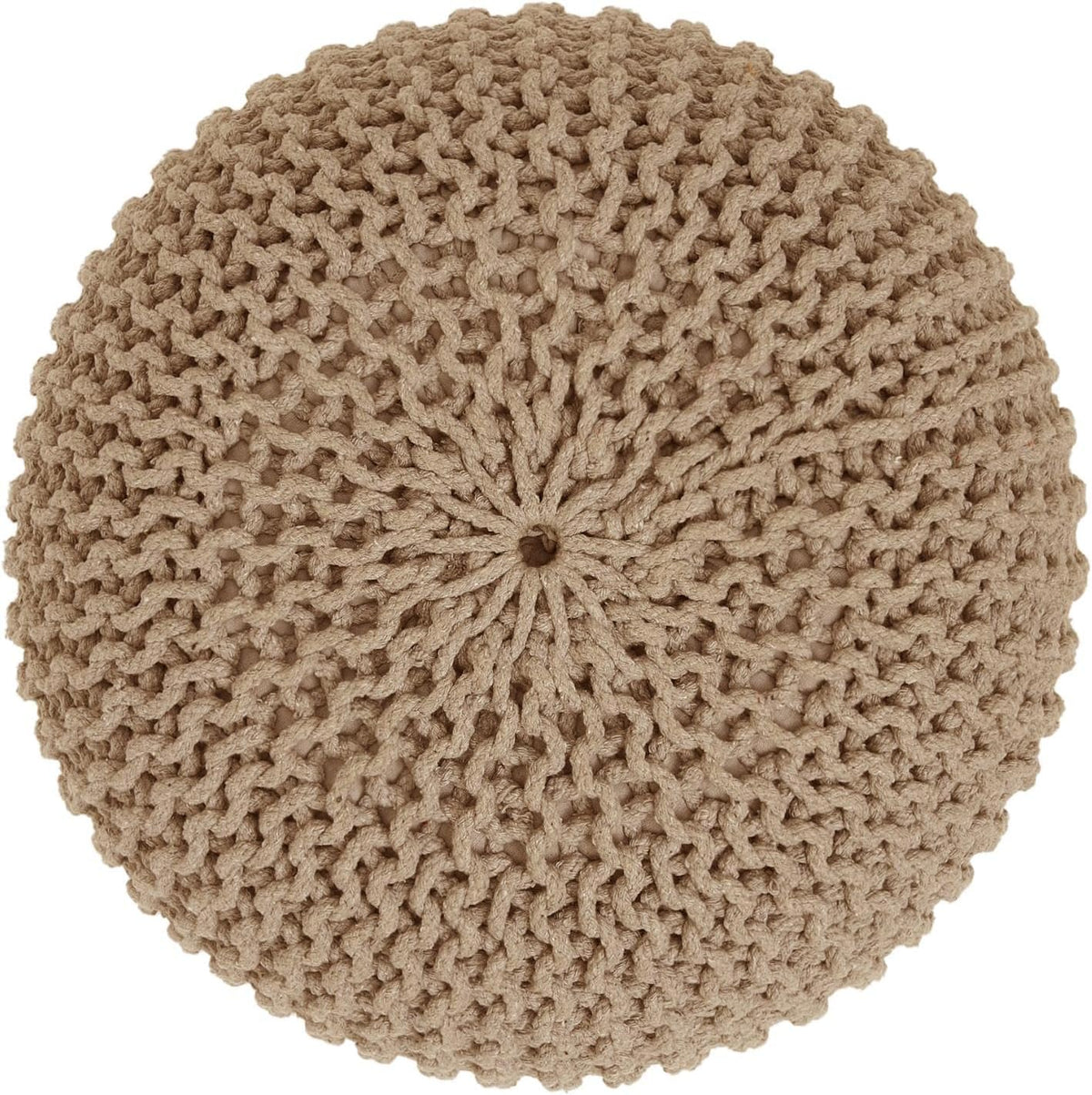 REDEARTH Round Pouf Ottoman - Hand Knitted Cable Boho Poof Home Décor Pouffe Circular Footrest for