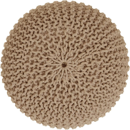 REDEARTH Round Pouf Ottoman - Hand Knitted Cable Boho Poof Home Décor Pouffe Circular Footrest for