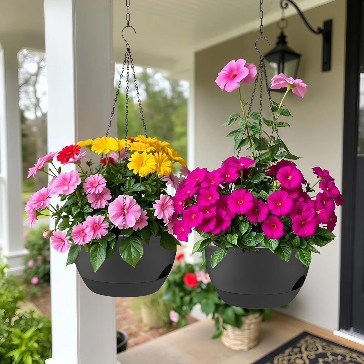 2 Pack Hanging Planters for Indoor Outdoor Plants, 12 Inch Self Watering Hanging Pot with Drainage
