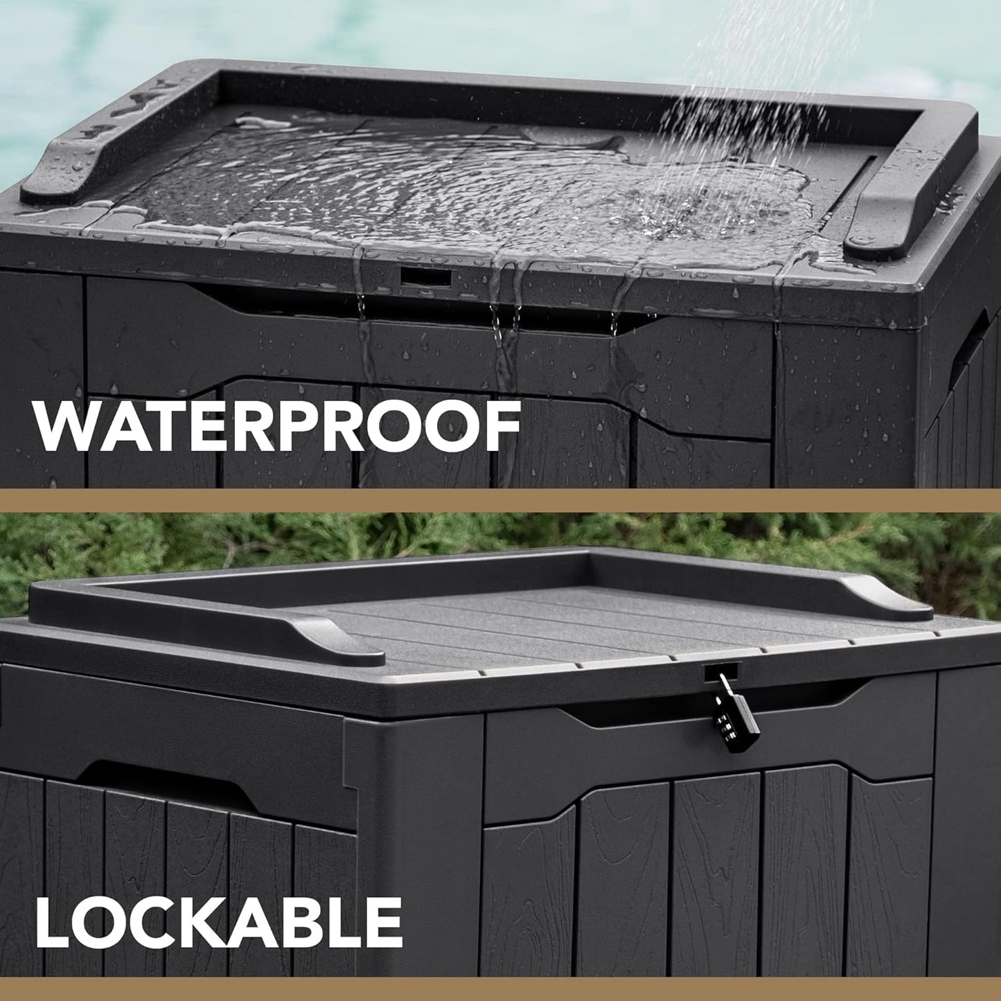 Devoko 30 Gallon Resin Deck Box Outdoor Indoor Waterproof Storage Box for Patio Furniture Pool