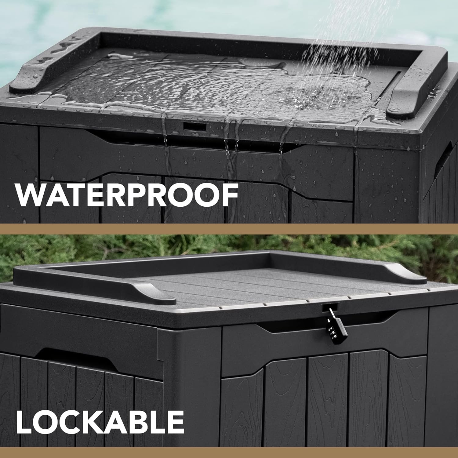 Devoko 30 Gallon Resin Deck Box Outdoor Indoor Waterproof Storage Box for Patio Furniture Pool