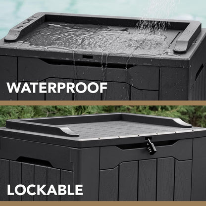 Devoko 30 Gallon Resin Deck Box Outdoor Indoor Waterproof Storage Box for Patio Furniture Pool