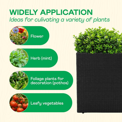 IDZO All Weather Wicker Planter Raised Garden Bed, 24 in Tall Round Rattan Flower Pots, Durable