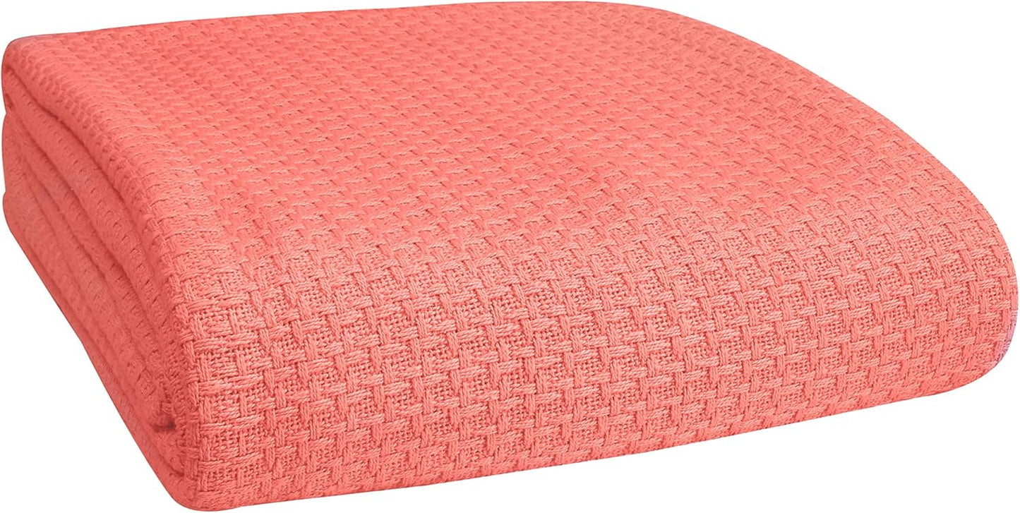 BELIZZI HOME 100% Cotton Bed Blanket, Breathable Bed Blanket Twin Size, Cotton Thermal Blankets