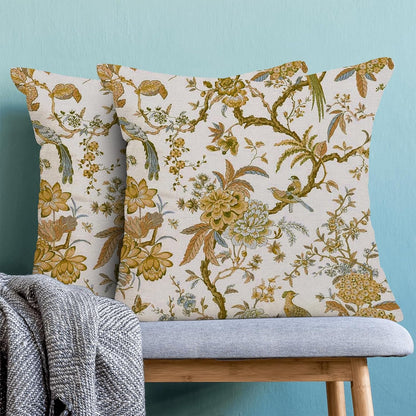 CXMEIFLY Summer Floral Birds Pillow Covers 20 x 20 Inch Set of 2 for Chinoiserie Flowers Spring