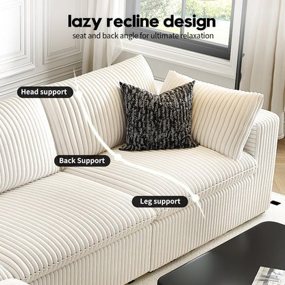 118" Cloud Couch Modular Sectional Sofa for Living Room,Modern Sofa with Deep Seat，3 Seater