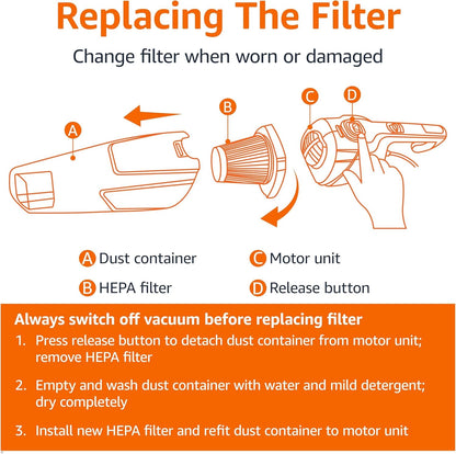 Amazon Basics Washable Replacement Filters 2-in-1 Corded Stick Vacuum Cleaner ONLY (not for Other