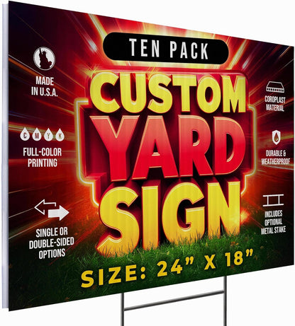10 Pack 24"x18" Custom Yard Signs with Stakes, Personalized Yard Signs for Outdoors, Customized