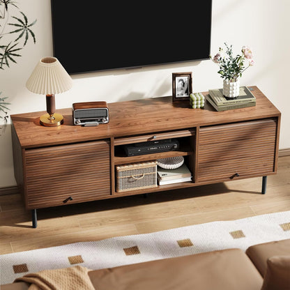 59 Inch TV Stand with Power Outlet for TVs up to 65 Inch, Entertainment Center with Storage