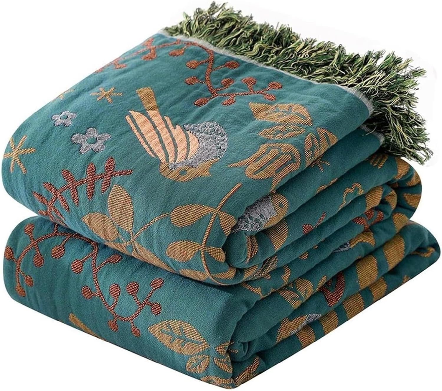 MSGKV Boho Throw Blanket 100% Cotton Blankets for Bed Couch 60''x80'', Soft Summer Blanket Travel