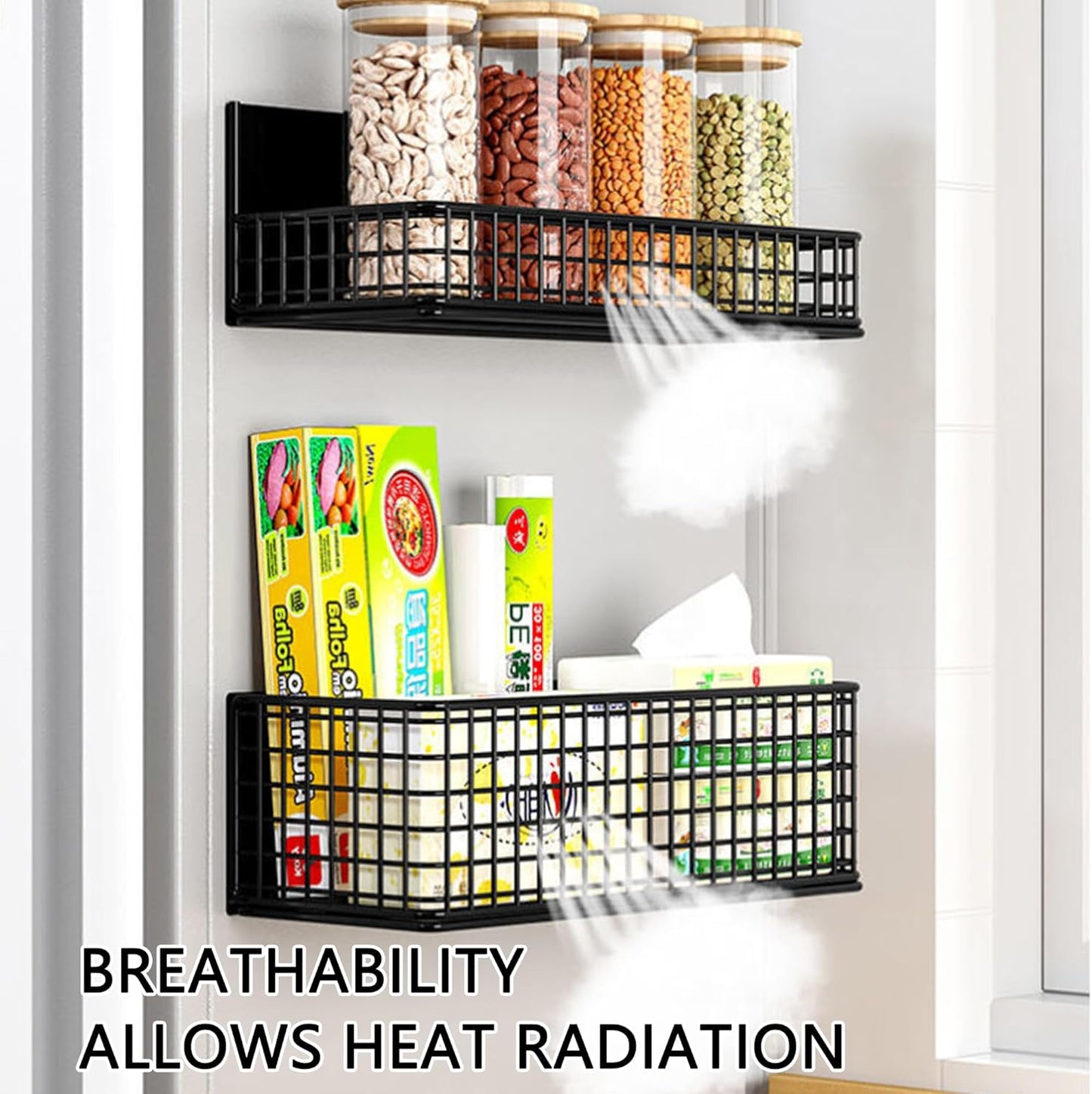 Magnetic Basket Fridge Organizer Wire Bins Pencil Holder Whiteboard Accessories Home Kitchen