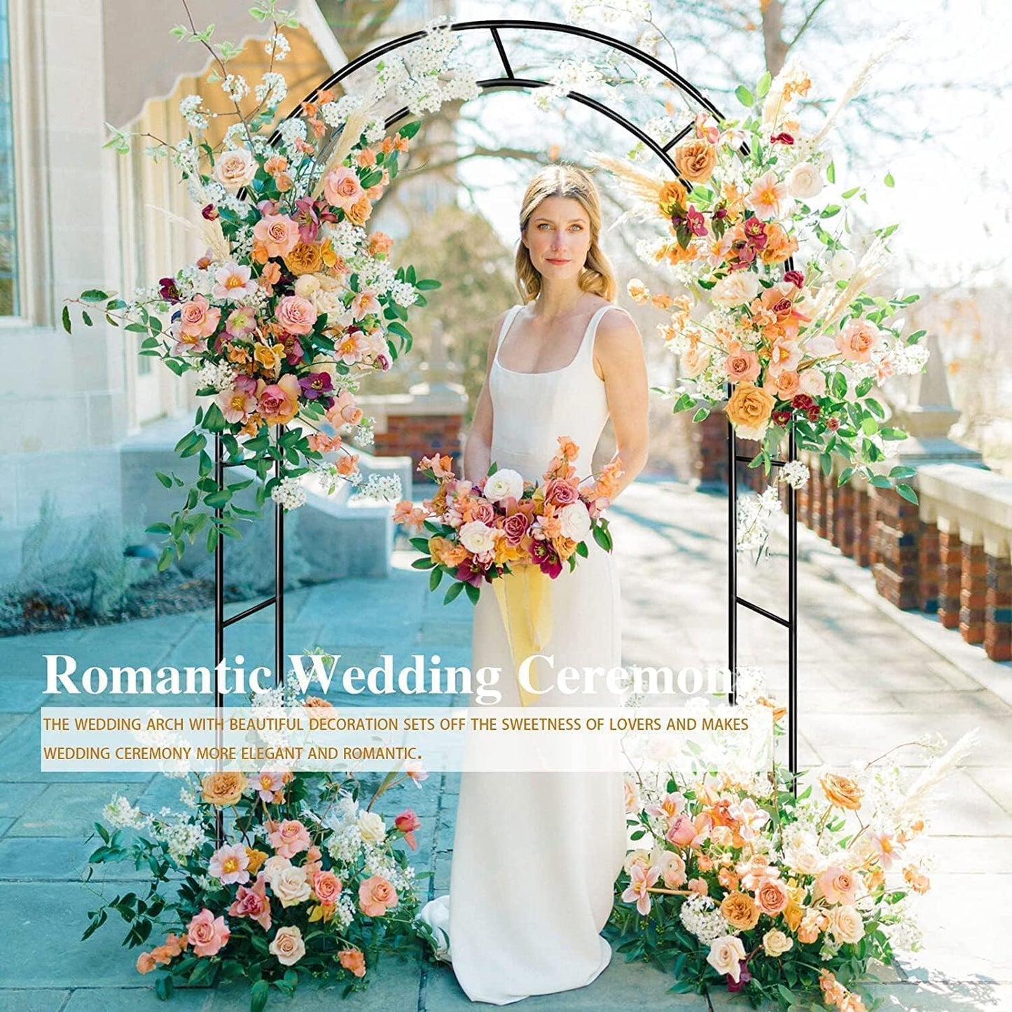 Garden Arch Trellis for Climbing Plants Outdoor Wedding Arches for Ceremony Black Metal Garden