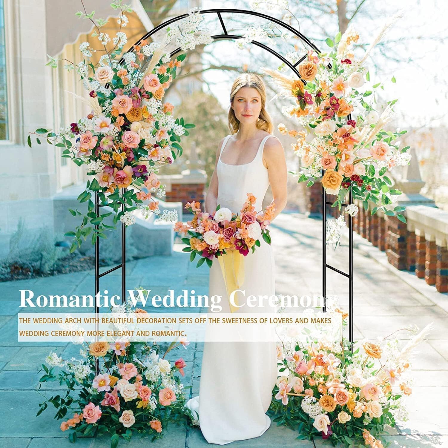 Garden Arch Trellis for Climbing Plants Outdoor Wedding Arches for Ceremony Black Metal Garden