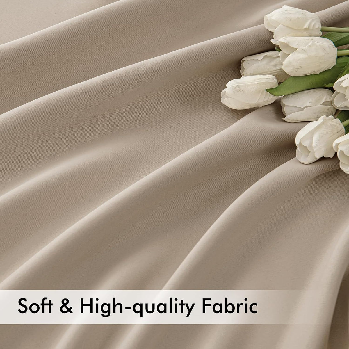 MIULEE Taupe Back Tab Blackout Curtains 63 Inch Length 2 Panels Set for Living Room Bedroom