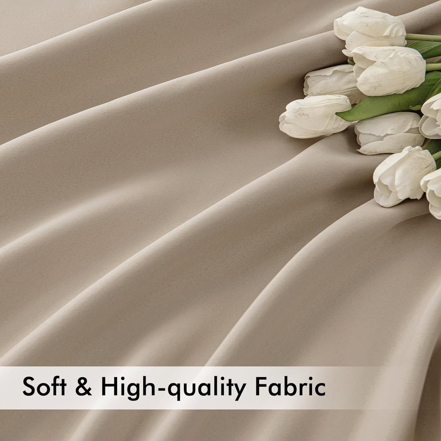 MIULEE Taupe Back Tab Blackout Curtain 96 Inch Long 2 Panels Set for Bedroom, Rod Pocket/Pinch