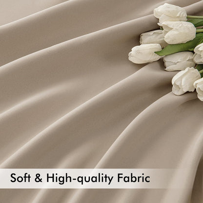 MIULEE Taupe Back Tab Blackout Curtain 96 Inch Long 2 Panels Set for Bedroom, Rod Pocket/Pinch